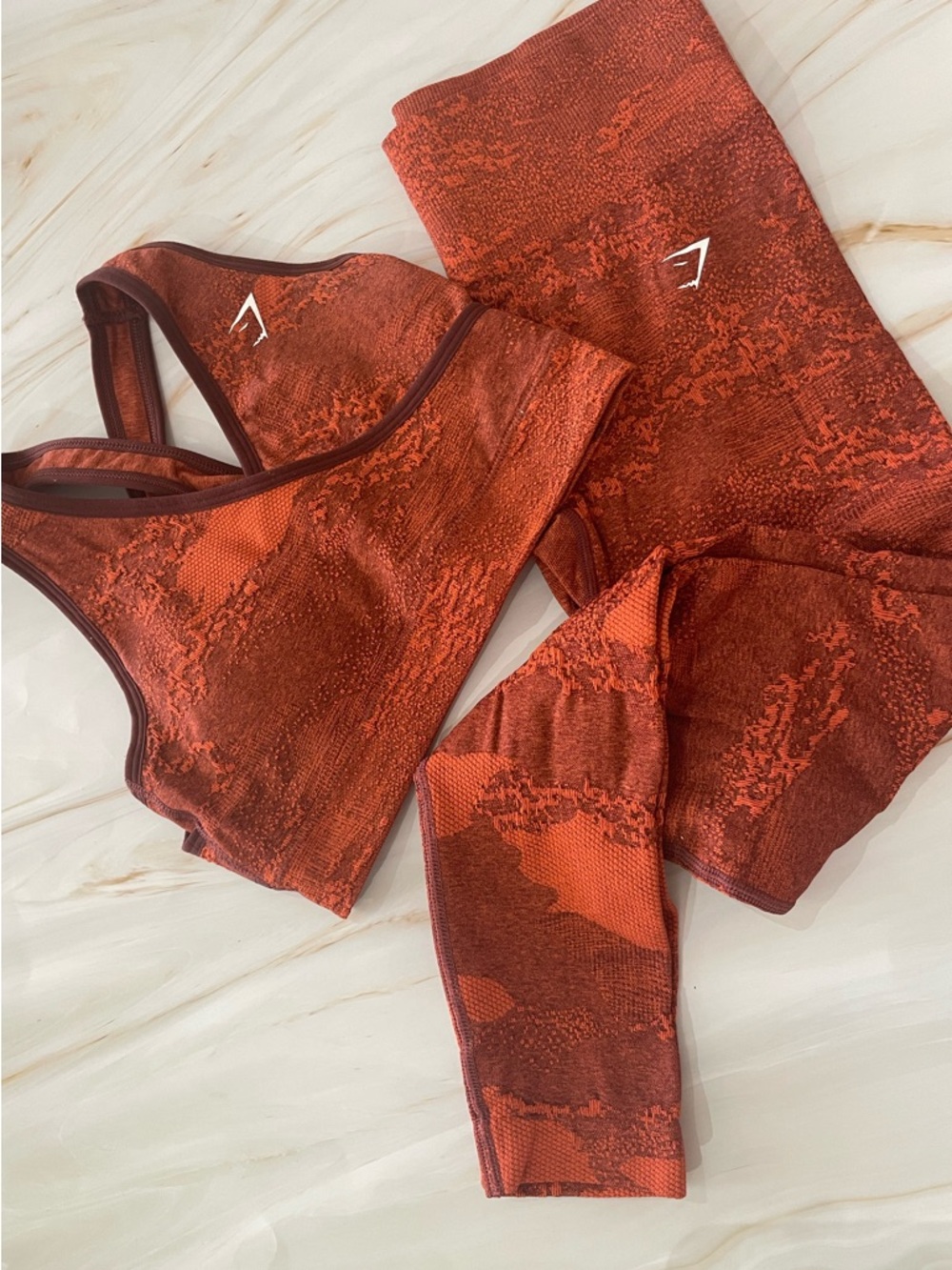 Gymshark Sculpt Rust Orange Sports Bra & Legging Set